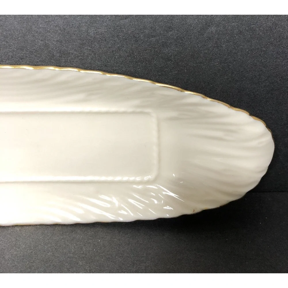 Lenox Butter Tray Ivory with Gold Trim Sculpted Plate 9